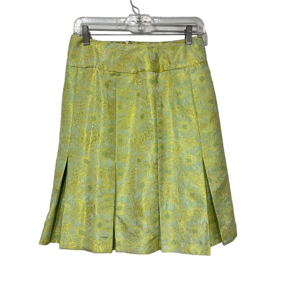 I.C.E. brocade yellow green fabric jacquard Skirt size 4 - Picture 1 of 5